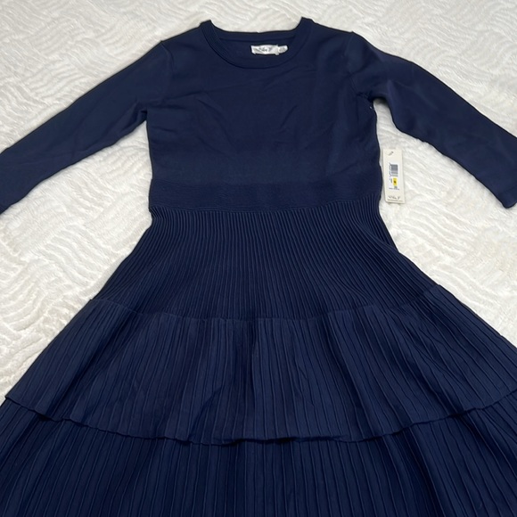 Eliza J Fit & Flare Knit Sweater Dress  Navy Blue NWT - Picture 6 of 13